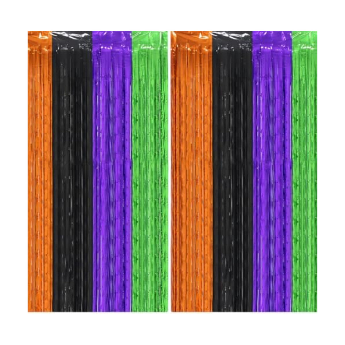 2 Pack Halloween Foil Fringe Curtains Party Decoration, 3.3 x 6.6ft