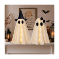 2 Pack 24 Inch Halloween Ghost Decorations, Light Up Ghosts with Witch Hats, DIY Spooky Ghost Decor with LED Lights for Porch Yard Lawn Garden Home Halloween Party