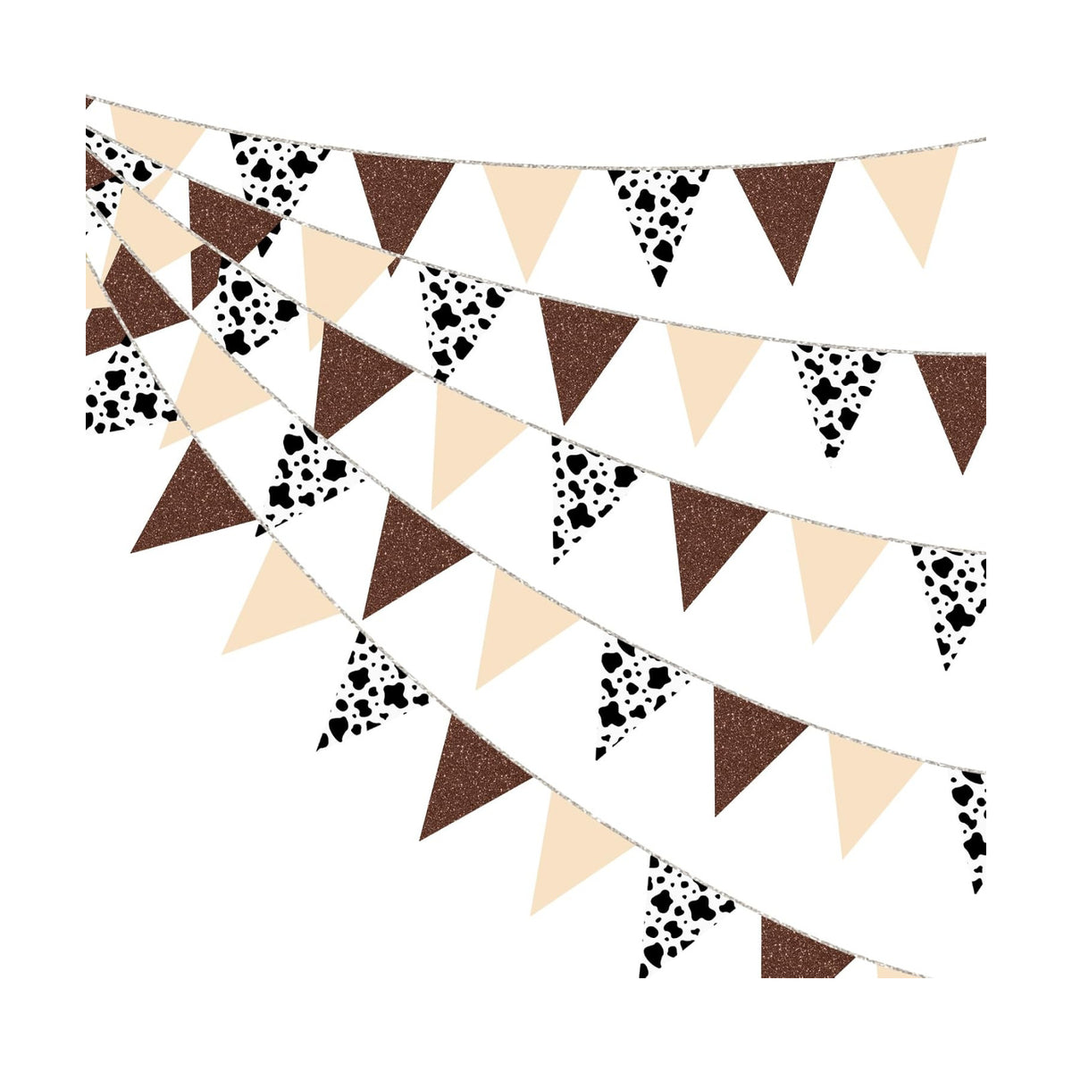 30Ft Western Party Decorations Glitter Cowboy Pennant Banner Flag Paper Triangle Bunting Garland Streamers for Western Rodeo Birthday Cowgirls Bachelorette Farm Cow Wild West Party Decor Supplies