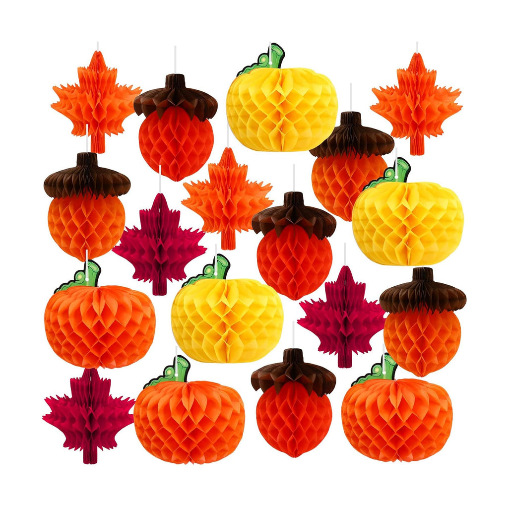 JULMELON 18 Pcs Fall Party Decorations, Hanging Honeycomb Ornaments