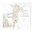 Bridal Shower Invitations, 25 Floral Wedding Shower Invites with Envelopes, 5x7 Blush Pink Rose Bride to Be Engagement Party Supplies - A05