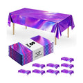 8 Pack Purple Solid Laser Plastic Tablecloth 54" x 108" Disposable Table Cloths for 6 to 8 Foot Tables Rectangle Table Cover for Parties (Purple Solid Laser, Rectangle)