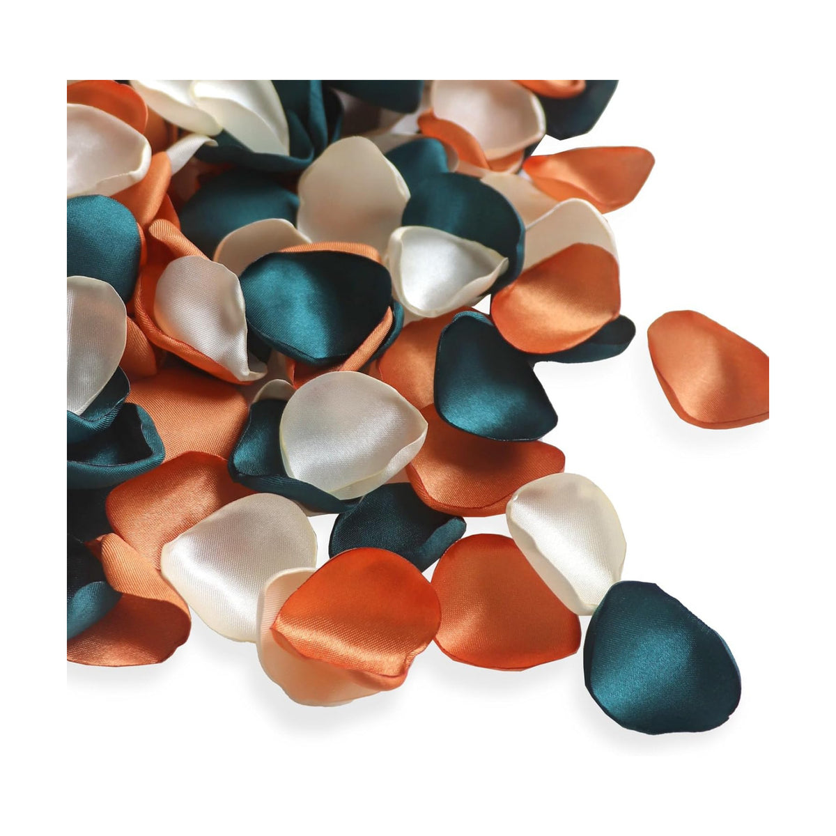 Lookein 300pcs Rose Petals Dark Teal&Burnt Orange Faux Silk Flower Petals