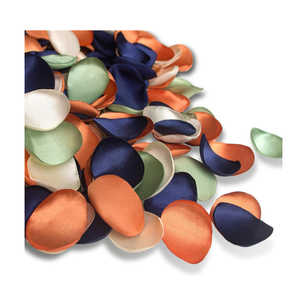 Lookein 300pcs Rose Petals Navy Blue&Burnt Orange Faux Silk Flower Petals