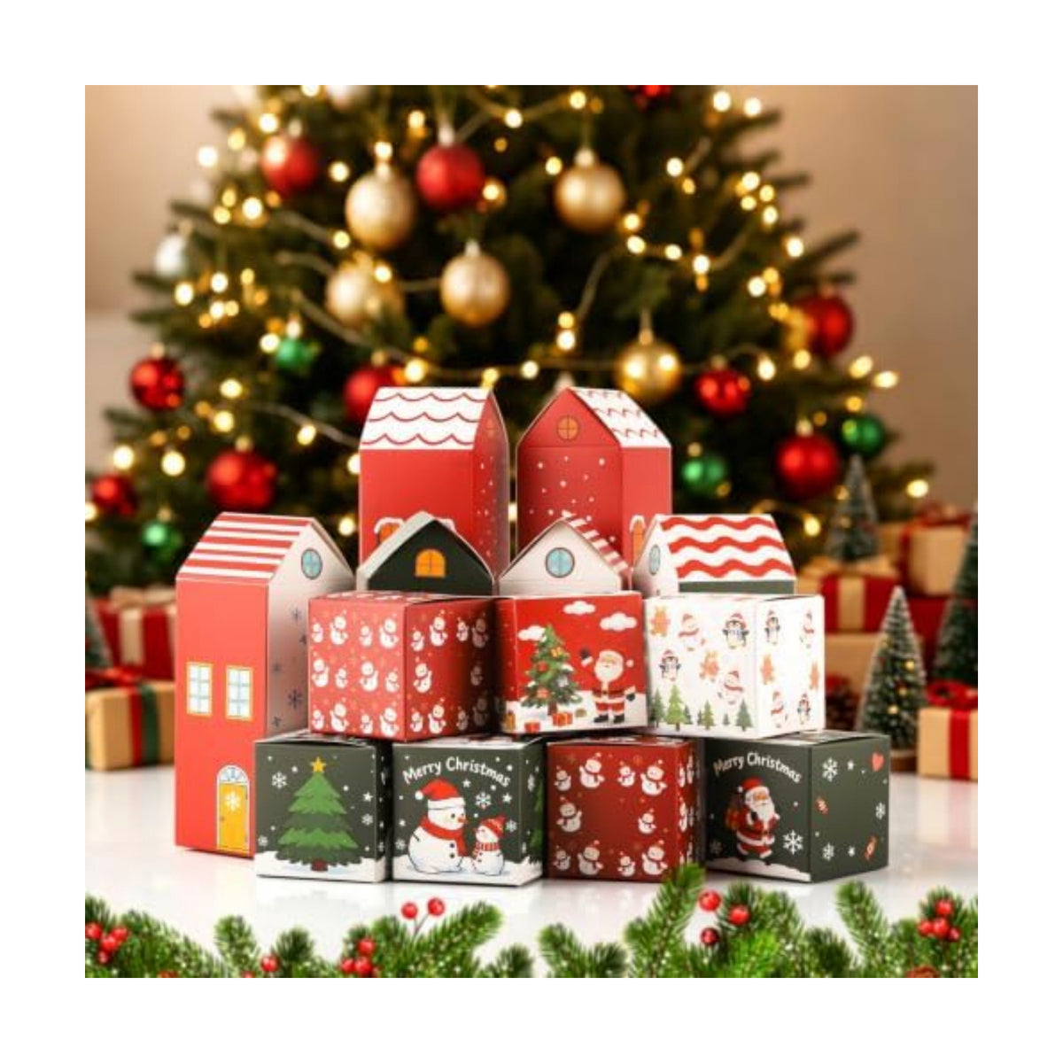 24 Christmas Advent Calendar Boxes to Fill for Adults Kids | Empty Advent Calendar, Countdown to Christmas Goody Treat Gift Boxes