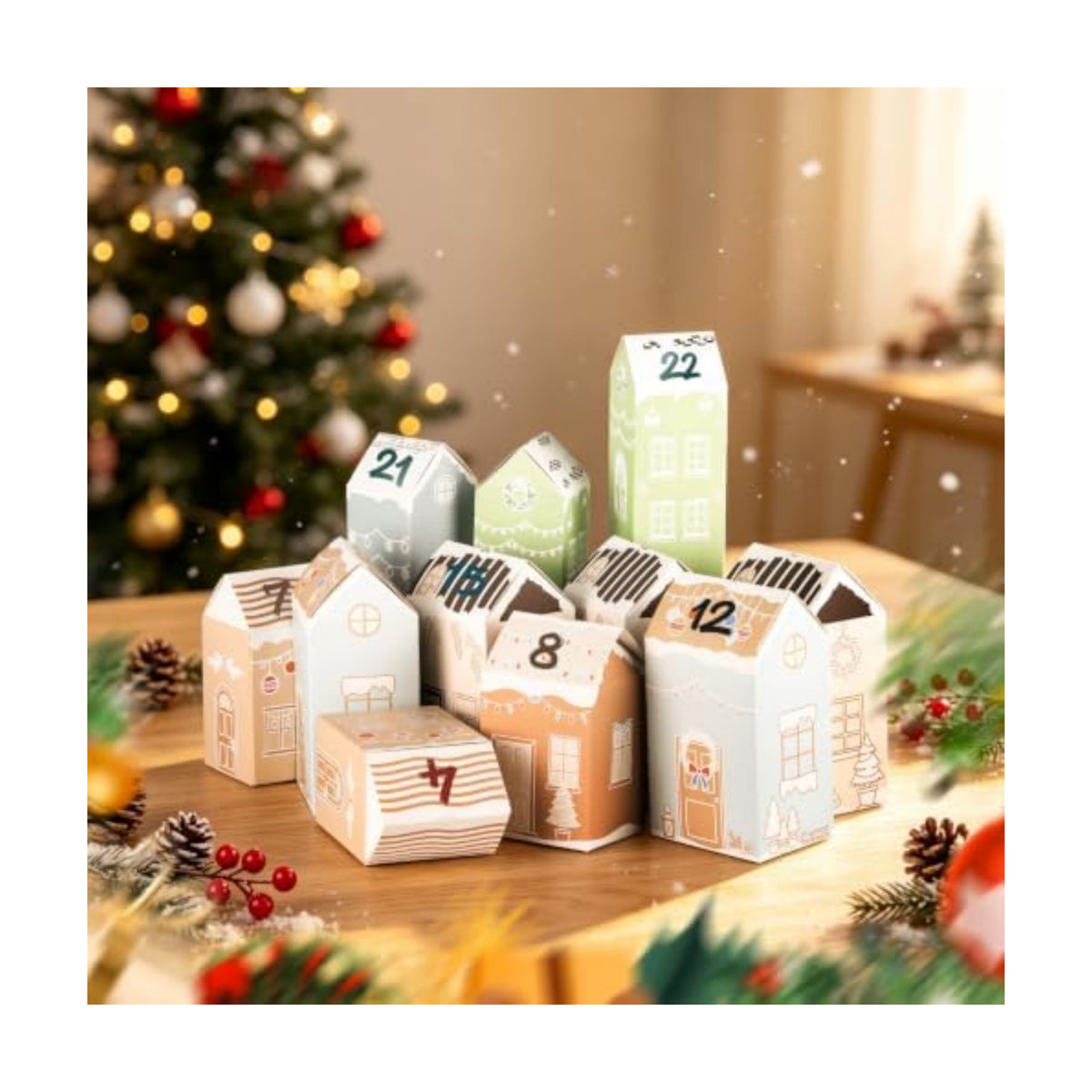 DIY Empty Advent Calendar, 24 Cardboard Treasure Boxes with 1-24 Number Stickers Christmas Countdown Calendar for Xmas Holiday Decor
