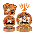 96 Pieces Halloween Ghost Tableware Set – Trick or Treat Disposable Paper Plates and Napkins for Halloween Party Decorations, Ghost Theme Party Supplies, Spooky Celebrations and Trick or Treat Events