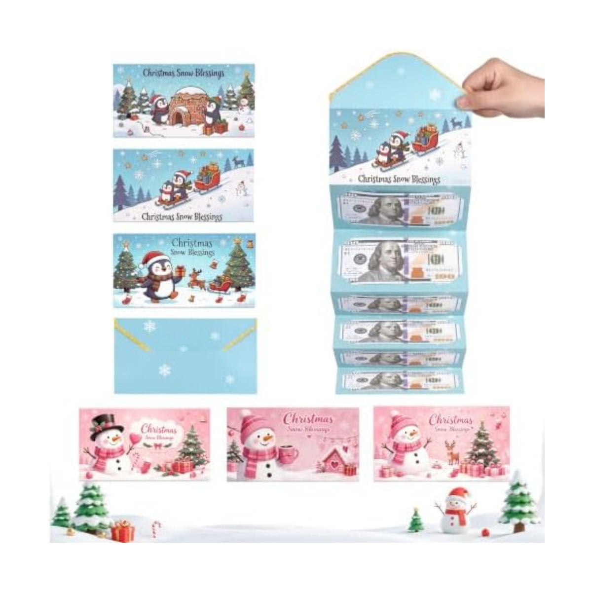 New 6Pcs Christmas Money Holders for Cash & Gift Card Holders