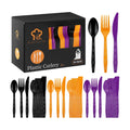 Kochorie 90 Pieces Halloween Plastic Cutlery Set, Black Orange Purple