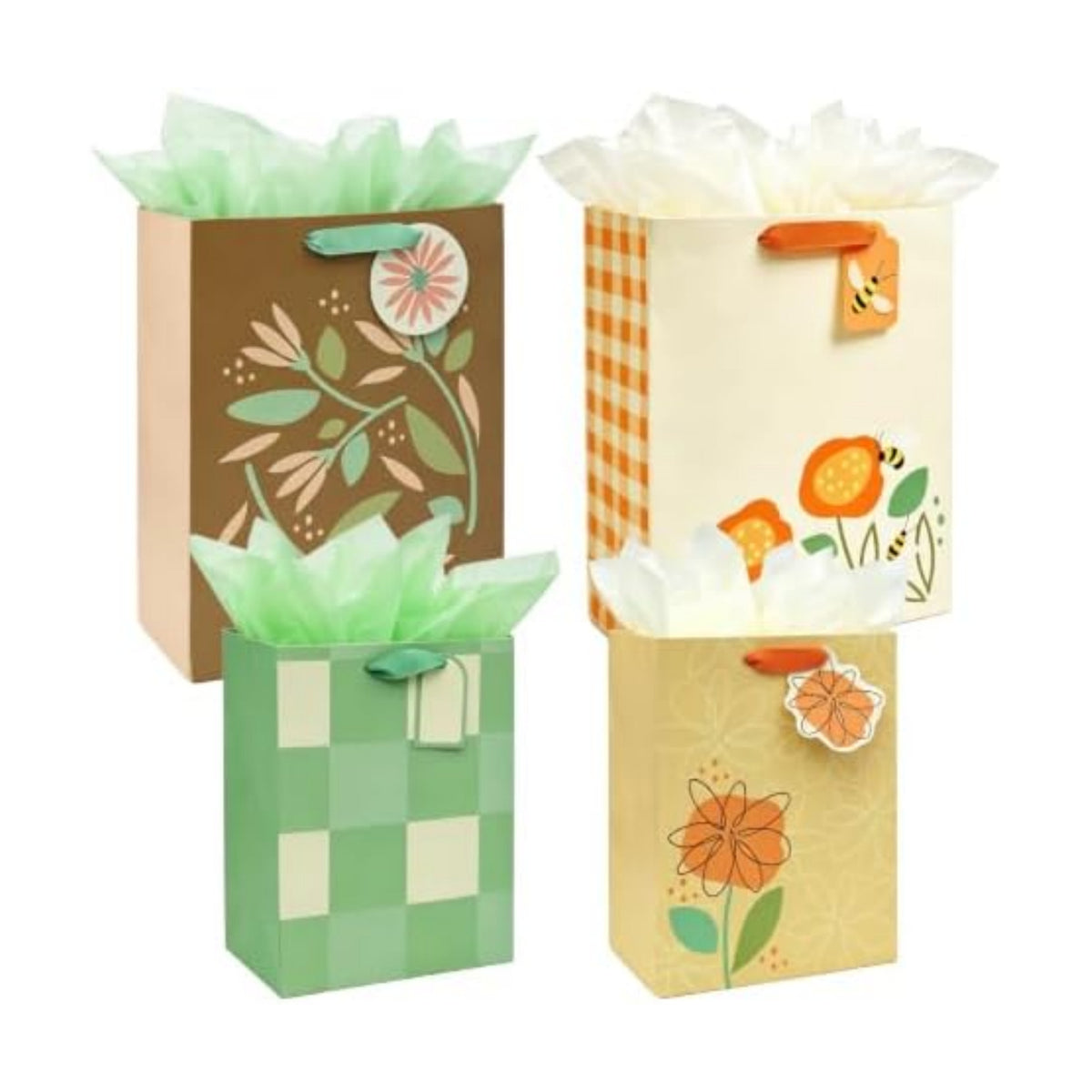 Jotique 4 Pcs Fall Gift Bags Assorted Sizes with Tissue for All Occasions