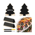 Eaasty 24 Pack Mini Chalkboard Signs with Stand 2 Pens Erasable,Xmas Tree