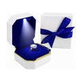 Luxury Velvet Engagement Ring Box with LED Light - Wedding Ring Box for Proposal, Jewelry Gift Box, Ring Case, Travel Engagement Gift for Wedding Day Anniversary