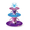 3 Tier Spider Cupcake Stand Decoration Pink Spider Cupcake Tower Purple Blue Spiderweb Table Decoration Hero Theme Dessert Holder Table Display for Hero Birthday Party Baby Shower Supplies