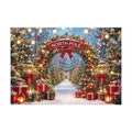 Christmas North Pole Photography Backdrop,Winter Aurora Borealis Snowy Forest Scene Background with Street Lamps,Xmas Party Decor Photo Booth Props(8x6ft)