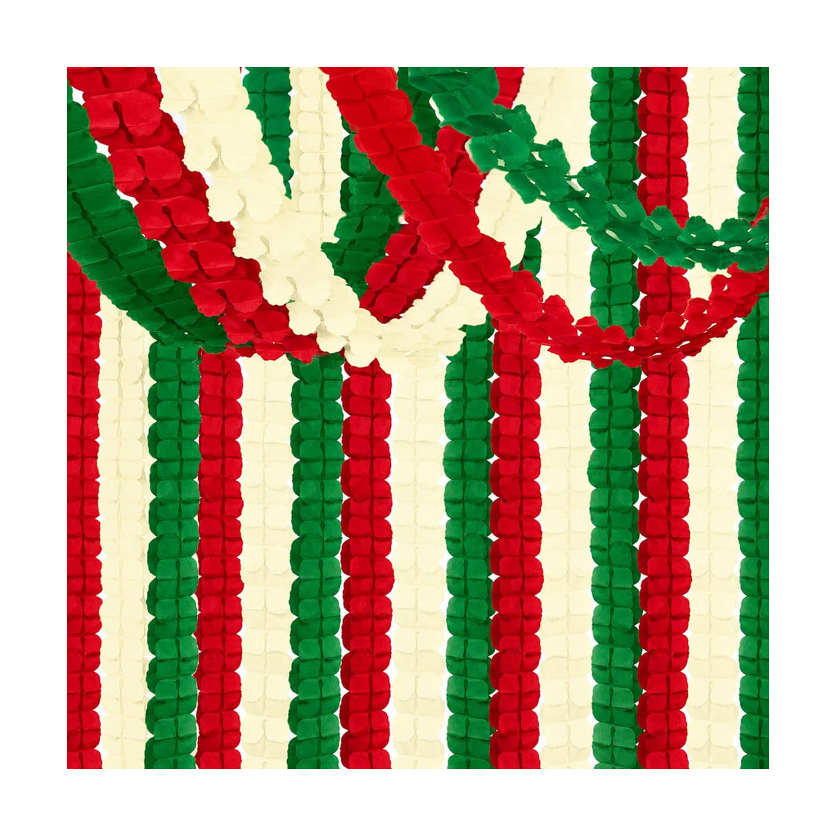 15 Pcs Christmas 4-Leaf Clover Paper Streamer Garland - Red Green White