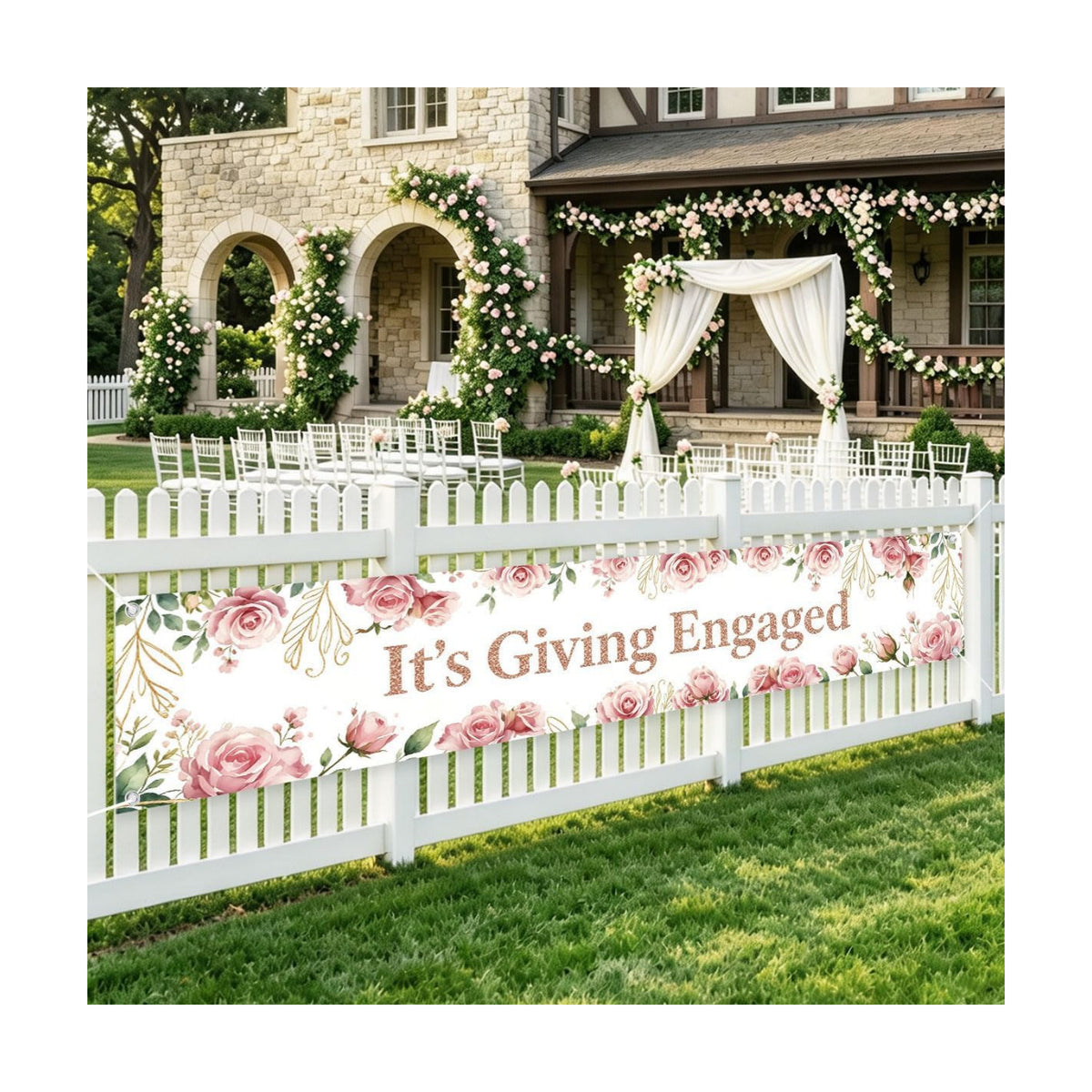 Just Engaged Banner Decorations for Engagement Wedding Home Party Decor