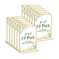 12 Pack 5x7 Inch Acrylic Sign Holders with Gold Border for Table Number