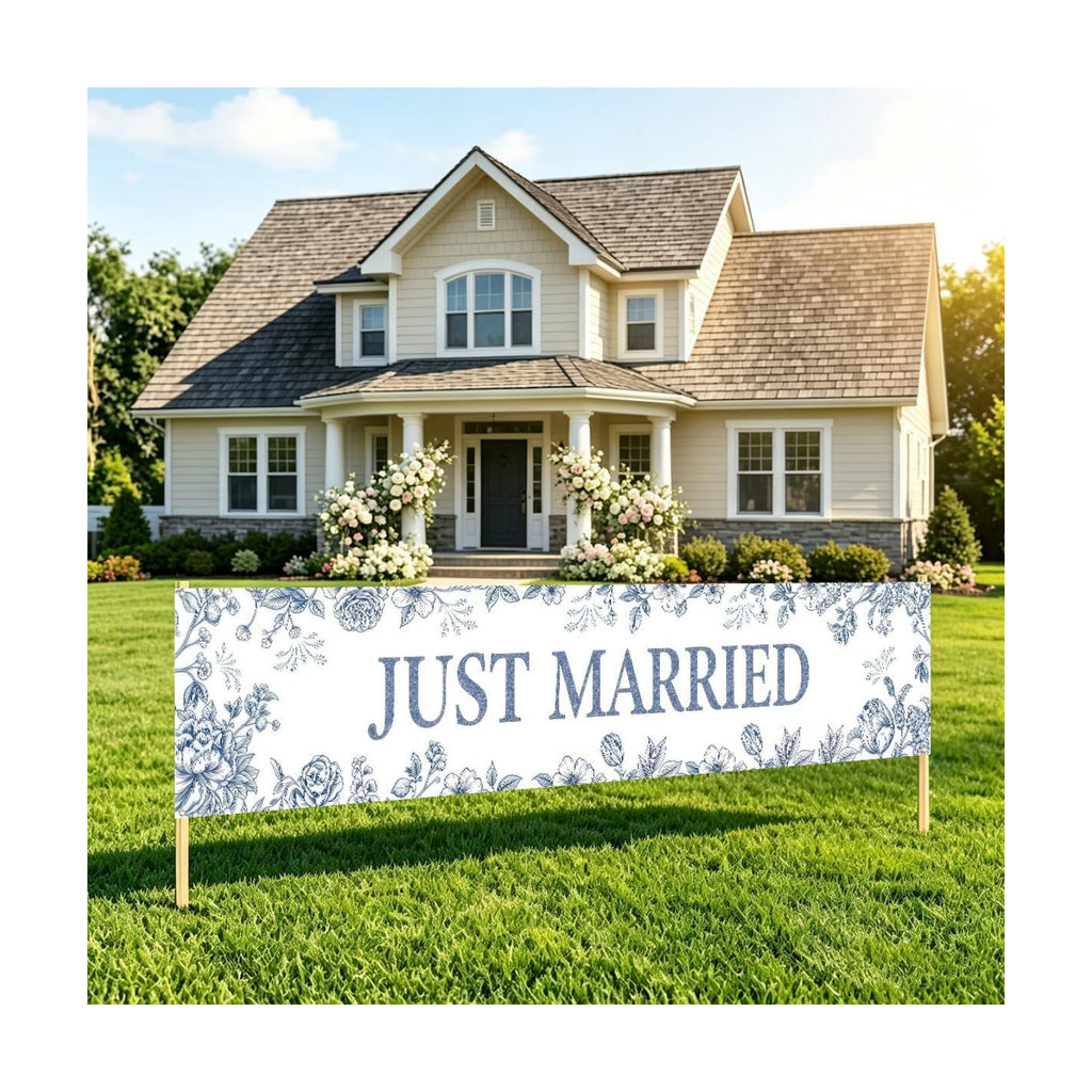 Just Married Wedding Decor Banner Decorations Party Hanging Sign