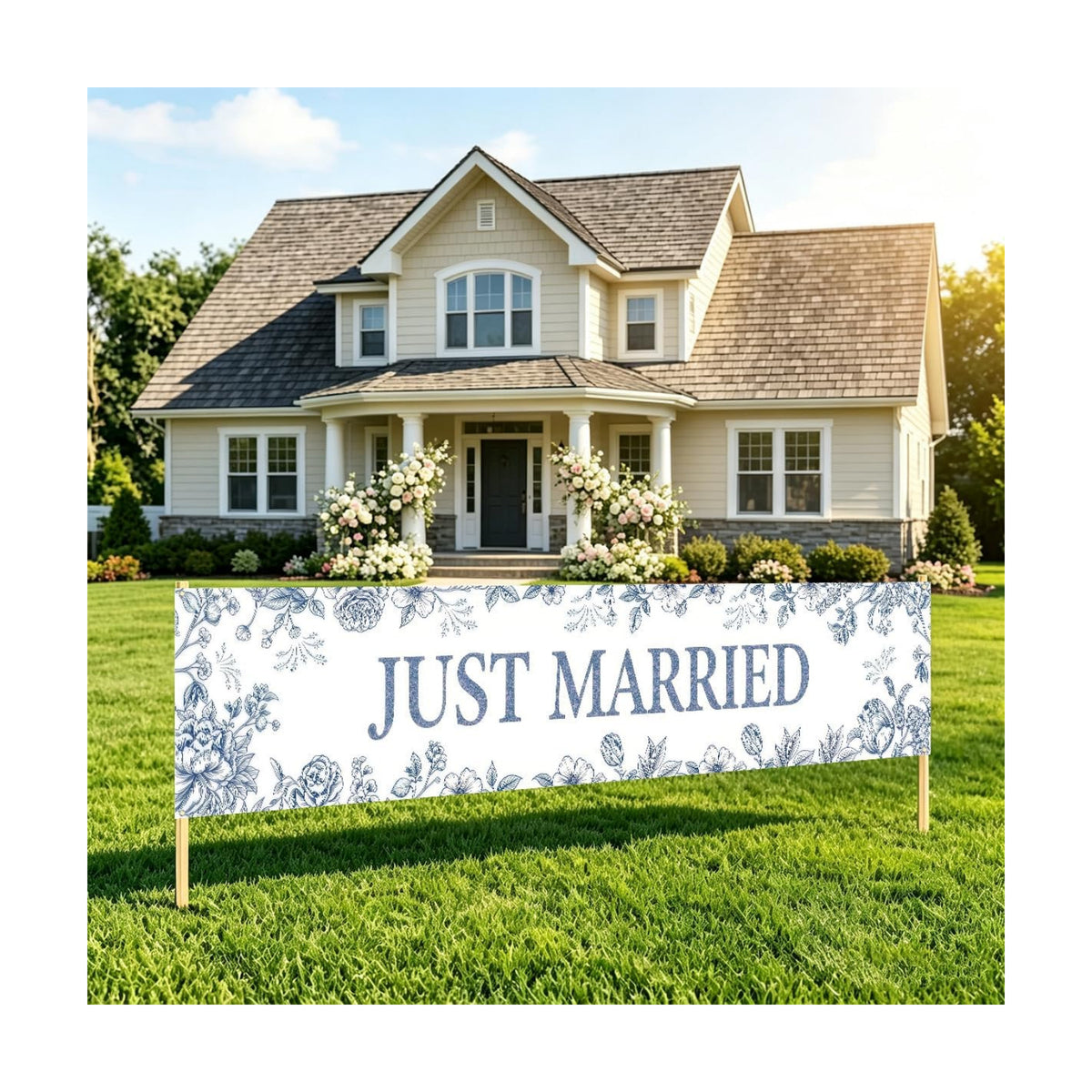 Just Married Wedding Decor Banner Decorations Party Hanging Sign