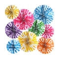 Outus 9 Pcs Tropical Hibiscus Paper Fans Hawaiian Party Decorations