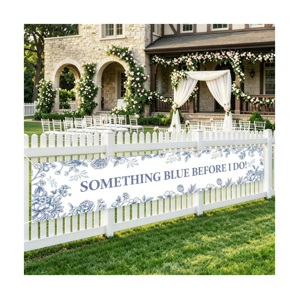 Something Blue Before I Do Banner Bridal Shower Bachelorette Decorations