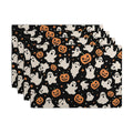 Halloween Placemats Set of 4 12x18 Inch Cute Ghost Pumpkin Table Mats Orange and Black Spooky Rustic Farmhouse Place Mat for Party Kitchen Dining Fall Decor