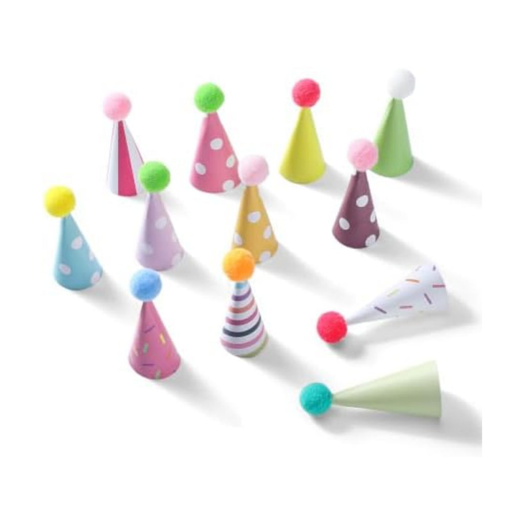 12 Pcs Mini Happy Birthday Hat Cupcake Toppers for Animal Figure