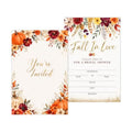 Fall in Love Bridal Shower Invitations, Fill In Style Invites With Envelopes for Fall Wedding Reception, Watercolor Floral Bridal Shower Invitations, Bride To Be Double-Sided Invite Cards, 4 x 6 Inch Set of 25