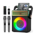 JYX 200W Retro Karaoke Machine with 2 Wireless Mics, 8" Woofer & Vocal Cut