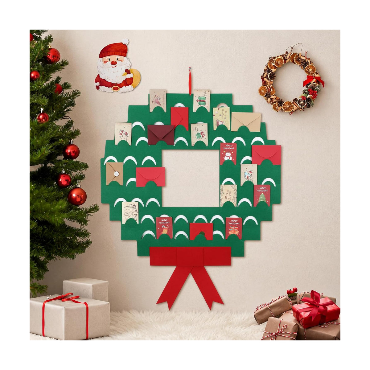 Jetec Christmas Card Holder Felt Christmas Wreath Card Display