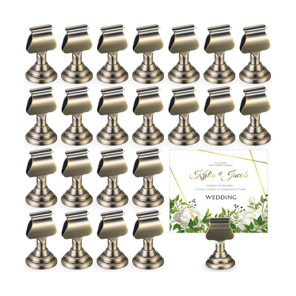 Kathfly 36 Pcs Wedding Table Number Holders Metal Bronze Place Card Holder