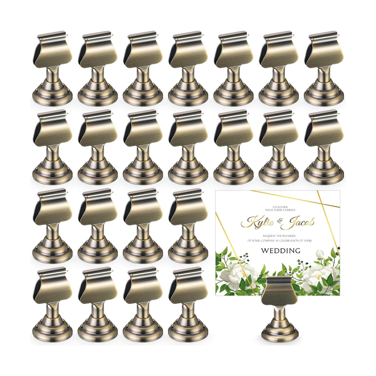 Kathfly 36 Pcs Wedding Table Number Holders Metal Bronze Place Card Holder