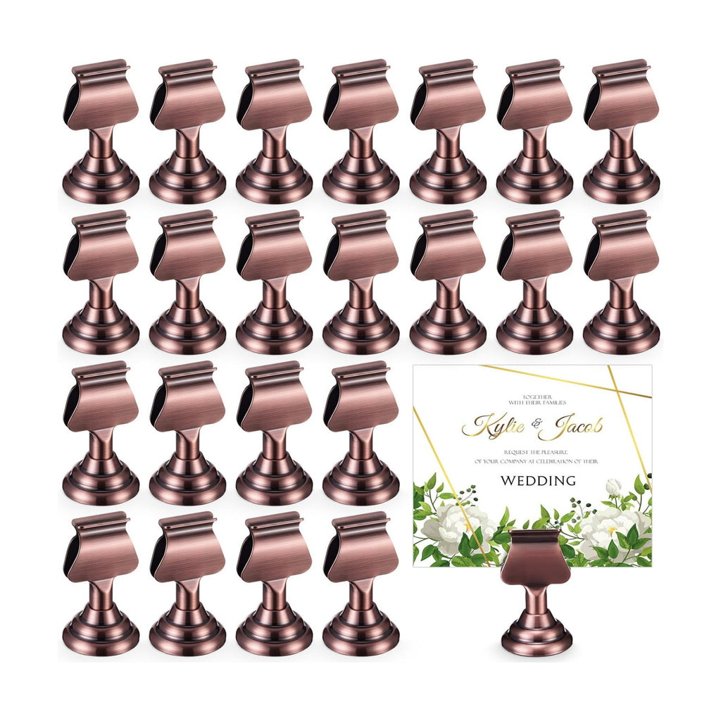 Kathfly 24 Pcs Table Number Holders Metal Place Card Clip,Antique Copper