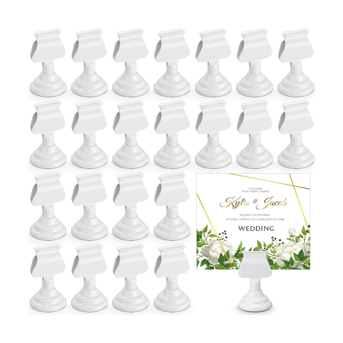 Kathfly 36 Pcs Table Number Holders Metal Place Card Clip,White