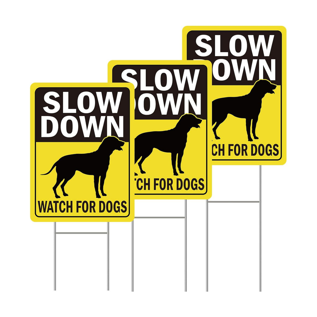Rngmsi Slow Down Dogs At Play Yard Sign Set 3pc