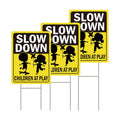 Rngmsi Slow Down Kids At Play Yard Sign Set 3pc with Ground Stakes