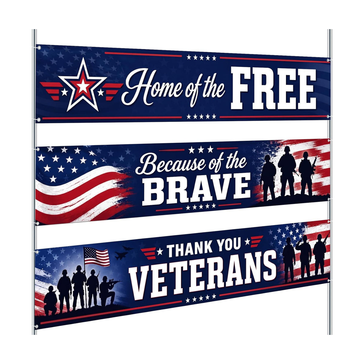 Remagr 3 Pcs Veterans Day Decorations Banner Set
