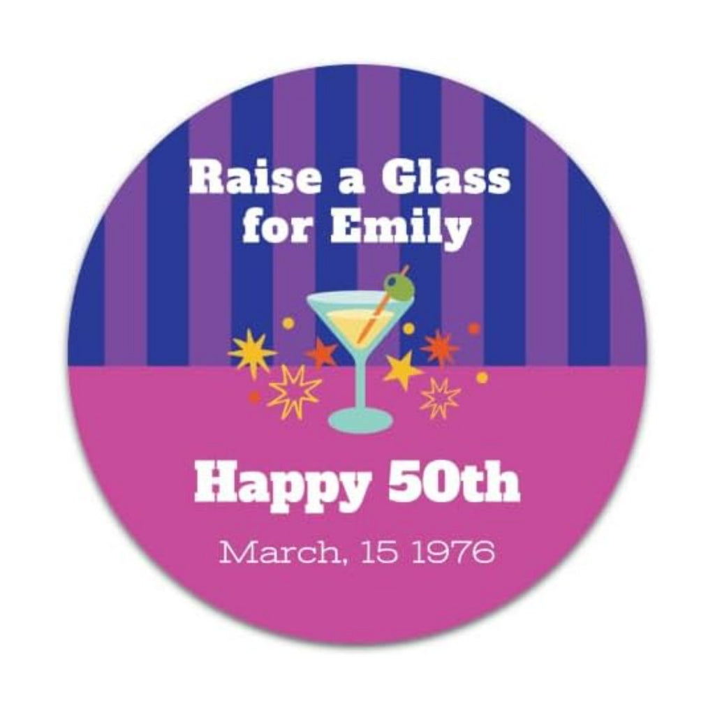 Custom Adult Birthday Stickers with Name & Age – Personalized Round Paper Labels for Milestone Birthday Party Favors, Goodie Bags, Treat Bags & Decorations (50-1000 Stickers) (Birthday Gala)