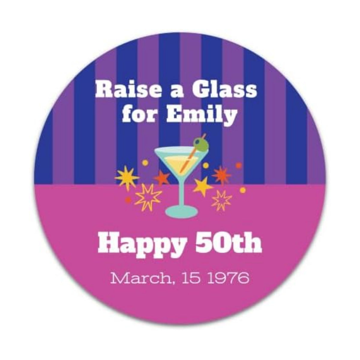 Custom Adult Birthday Stickers with Name & Age – Personalized Round Paper Labels for Milestone Birthday Party Favors, Goodie Bags, Treat Bags & Decorations (50-1000 Stickers) (Birthday Gala)