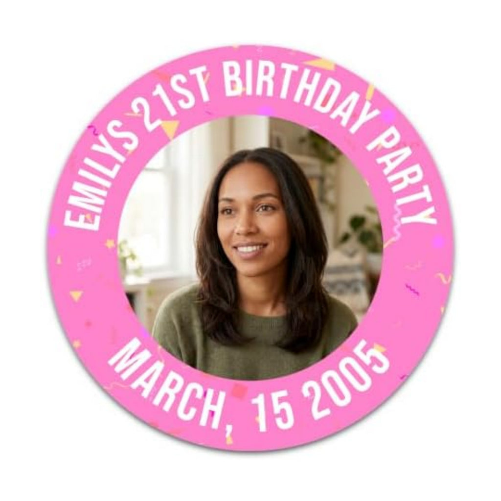 Custom Adult Birthday Stickers with Name & Age – Personalized Round Paper Labels for Milestone Birthday Party Favors, Goodie Bags, Treat Bags & Decorations (50-1000 Stickers) (Sparkling Era)