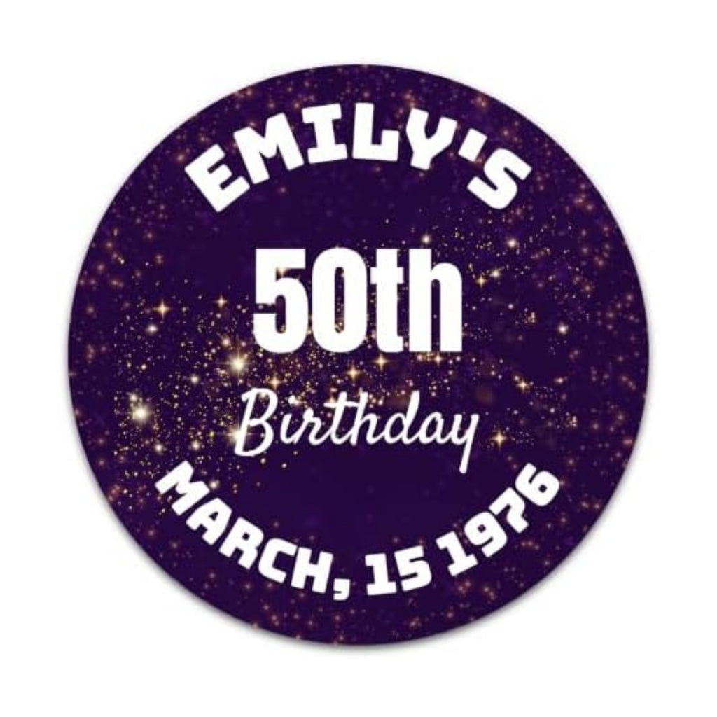 Custom Adult Birthday Stickers with Name & Age – Personalized Round Paper Labels for Milestone Birthday Party Favors, Goodie Bags, Treat Bags & Decorations (50-1000 Stickers) (Luxe Birthday)
