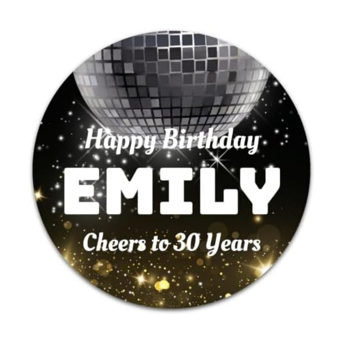 Custom Adult Birthday Stickers with Name & Age – Personalized Round Paper Labels for Milestone Birthday Party Favors, Goodie Bags, Treat Bags & Decorations (50-1000 Stickers) (Night Celebration)