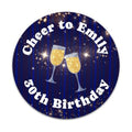 Custom Adult Birthday Stickers with Name & Age – Personalized Round Paper Labels for Milestone Birthday Party Favors, Goodie Bags, Treat Bags & Decorations (50-1000 Stickers) (Radiant Birthday)