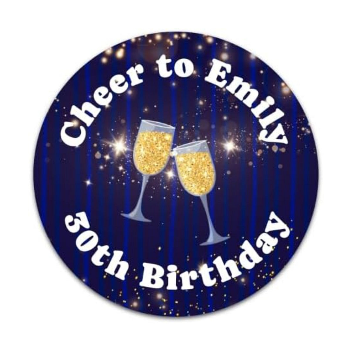 Custom Adult Birthday Stickers with Name & Age – Personalized Round Paper Labels for Milestone Birthday Party Favors, Goodie Bags, Treat Bags & Decorations (50-1000 Stickers) (Radiant Birthday)