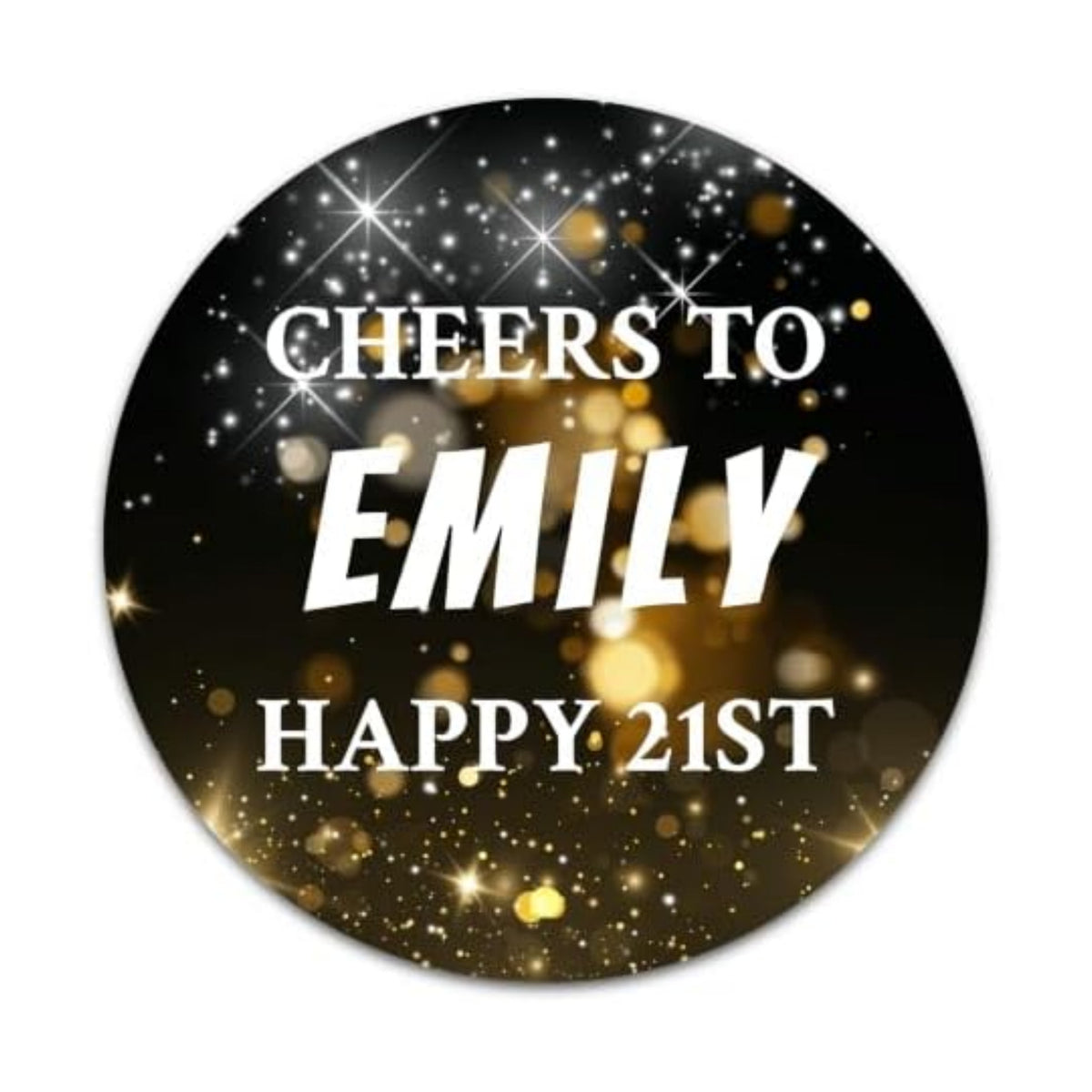 Custom Adult Birthday Stickers with Name & Age – Personalized Round Paper Labels for Milestone Birthday Party Favors, Goodie Bags, Treat Bags & Decorations (50-1000 Stickers) (Glamour Party)