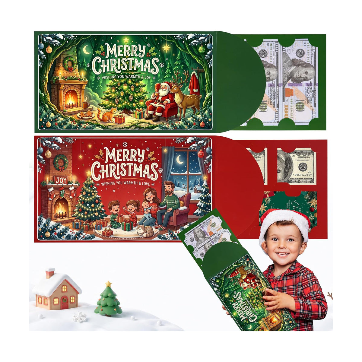 2Pcs Extra Large Christmas Money Holders for Cash & Gift Card Holder