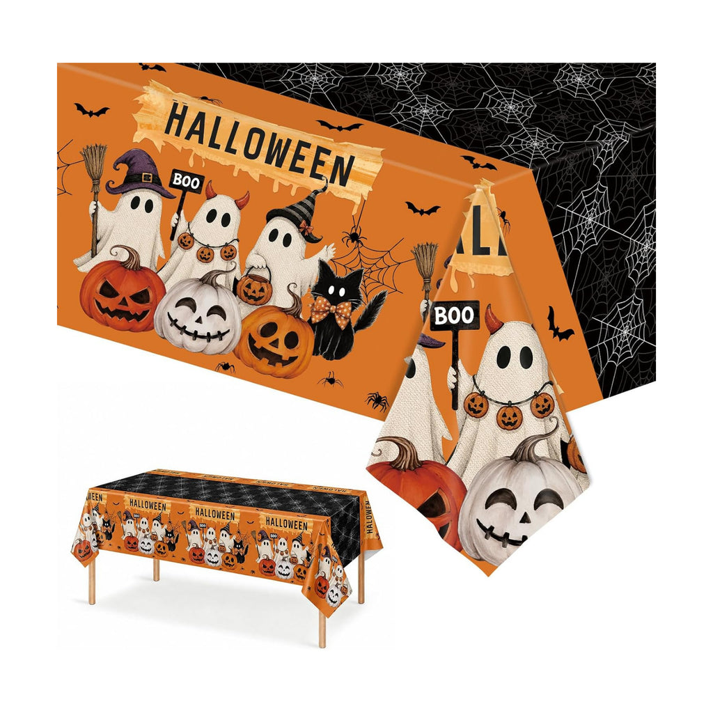Halloween Tablecloth 2 Pack, 54 x 108 Inch Pumpkin Ghost Table Covers