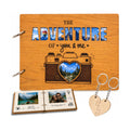 Our Adventure Book Scrapbook for Couples, Wooden Travel Photo Album Kit with Matching Puzzle Heart Keychains, Memory Book for Anniversary, Wedding, Honeymoon, Boyfriend Girlfriend