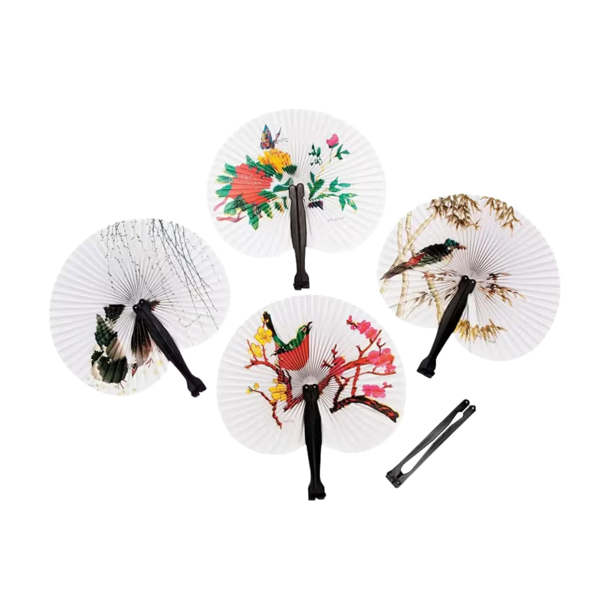 24 Pack Asian Folding Fans, Assorted Paper Hand Fans Foldable for Parties, Weddings, Events & Favors | Bulk Handheld Folding Hand Fans with Decorative Designs
