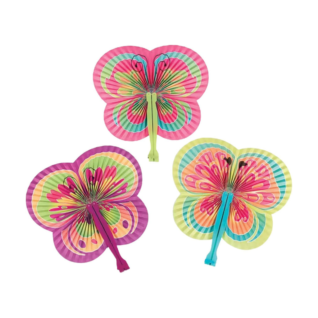 24 Pack Bright Butterfly Folding Fans, Colorful Butterfly-Shaped Paper Hand Fans for Birthday Parties, Tea Parties & Quinceañeras | Bulk Handheld Fans for Kids & Favors